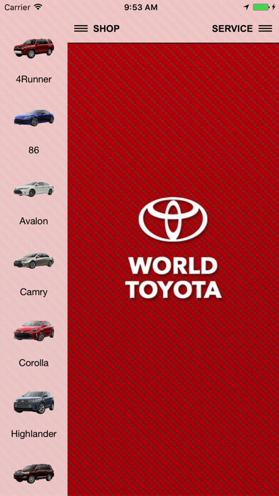 Emulate iPhone app World Toyota Dealer App using MyAndroid