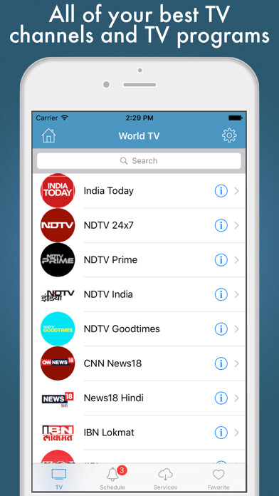 Emulate iPhone app World TV - worldwide live TV using MyAndroid