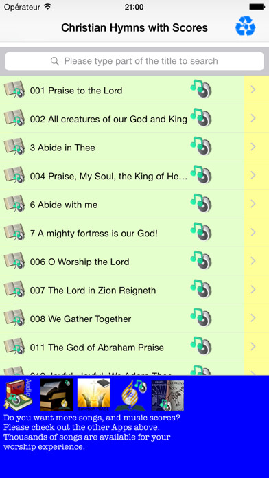 Emulate iPhone app Worship Scores Lyrics & Tunes using MyAndroid Emulate iPhone app Worship Scores Lyrics & Tunes using MyAndroid