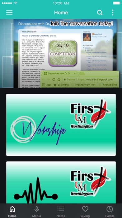 Emulate iPhone app Worthington United Methodist using MyAndroid Emulate iPhone app Worthington United Methodist using MyAndroid