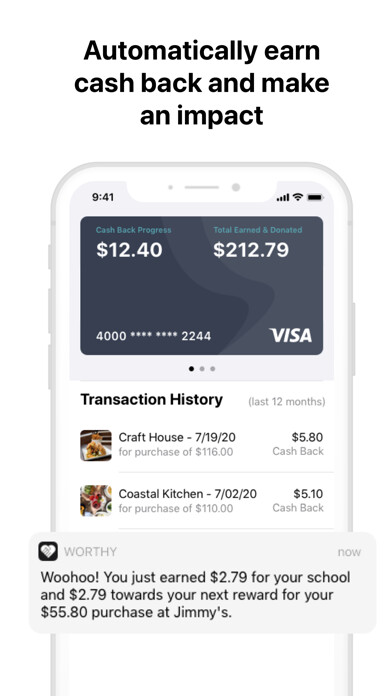 Emulate iPhone app Worthy - Fundraising & Rewards using MyAndroid