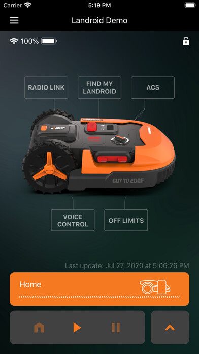 Emulate iPhone app Worx Landroid using MyAndroid