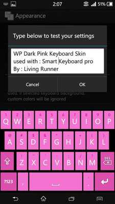 Emulate Android APK WP Dark Pink Keyboard Skin