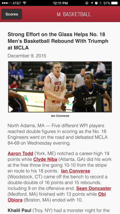 Emulate iPhone app WPI Sports Front Row using MyAndroid