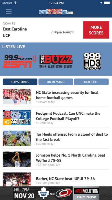 Emulate iPhone app WRAL Sports Fan using MyAndroid Emulate iPhone app WRAL Sports Fan using MyAndroid