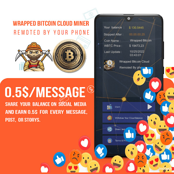 Emulate Wrapped Bitcoin Cloud miner from MyAndroid or run Wrapped Bitcoin Cloud miner using MyAndroid