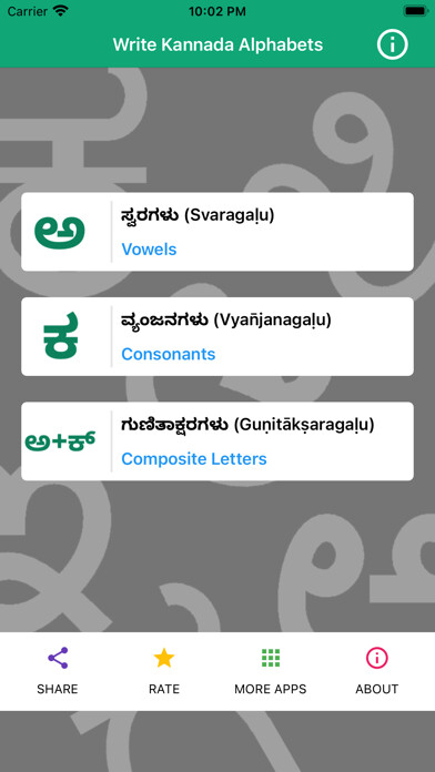 Emulate iPhone app Write Kannada Alphabets using MyAndroid