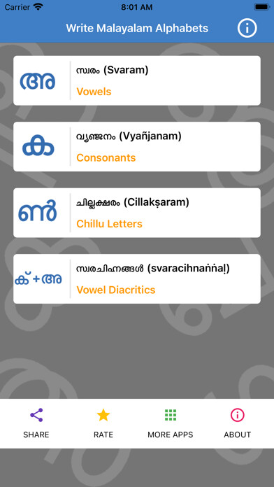 Emulate iPhone app Write Malayalam Alphabets using MyAndroid Emulate iPhone app Write Malayalam Alphabets using MyAndroid