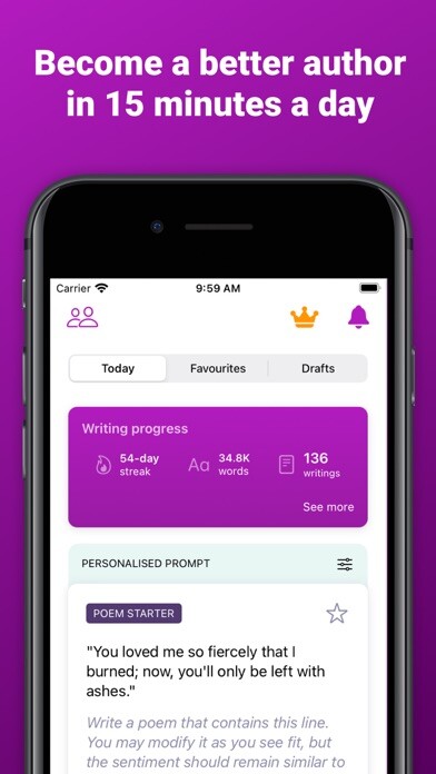 Emulate iPhone app Writing Prompts - Daily using MyAndroid