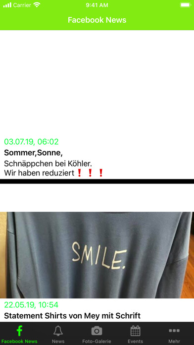 Emulate iPhone app Wäsche Köhler using MyAndroid