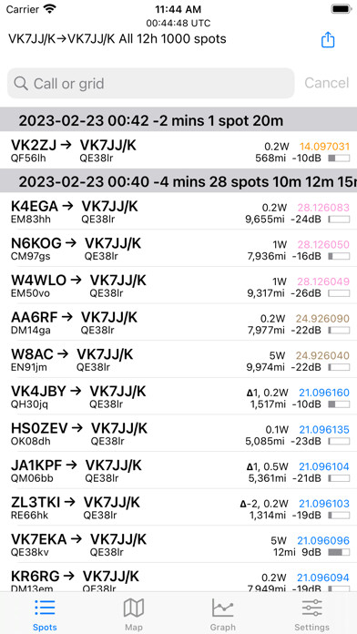 Emulate iPhone app WSPR watch using MyAndroid