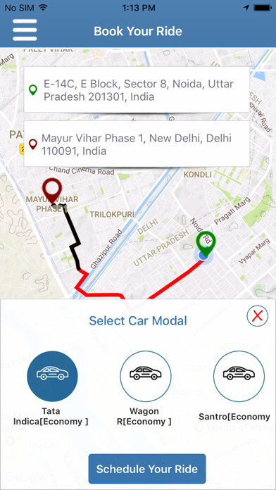Emulate iPhone app WTI Cab Booking using MyAndroid
