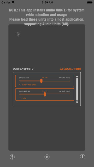 Emulate iPhone app WU: AULowShelfFilter using MyAndroid Emulate iPhone app WU: AULowShelfFilter using MyAndroid