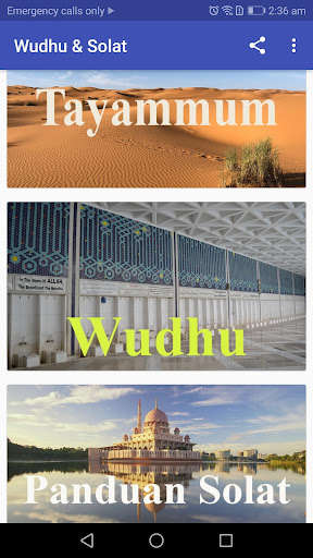 Run android online APK Wudhu & Solat from MyAndroid or emulate Wudhu & Solat using MyAndroid