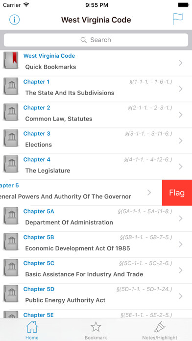 Emulate iPhone app WV Laws, West Virginia Code using MyAndroid