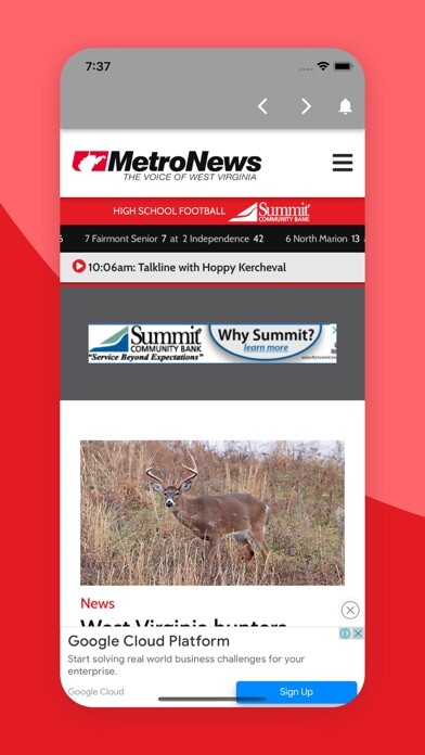 Emulate iPhone app WVMetroNews using MyAndroid Emulate iPhone app WVMetroNews using MyAndroid