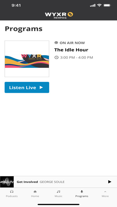 Emulate iPhone app WYXR Radio using MyAndroid