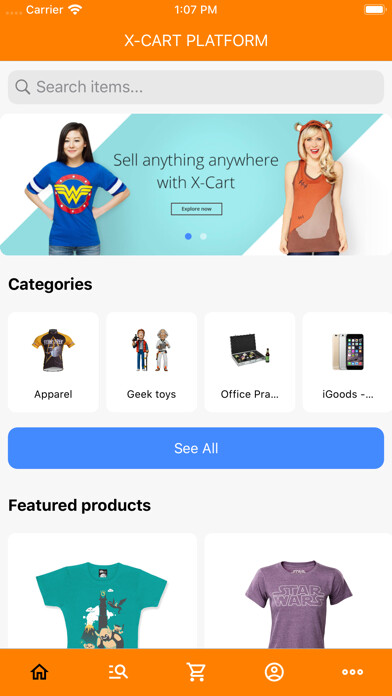 Emulate iPhone app X-Cart Mobile App using MyAndroid