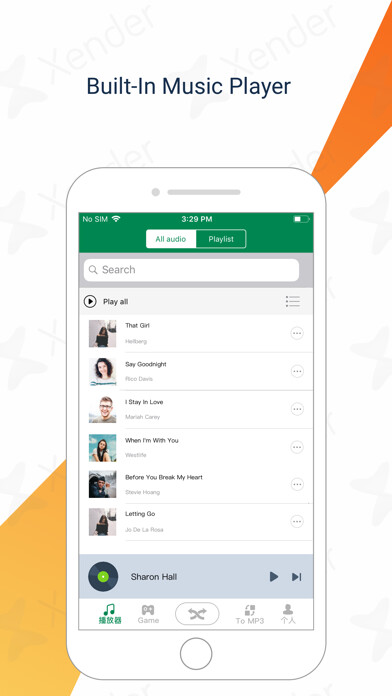 Emulate iPhone app Xender:File Share,Share Music using MyAndroid