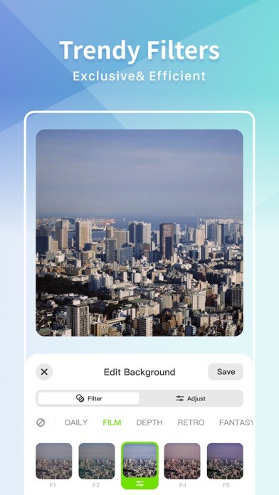 Emulate iPhone app XLNS:Creative Photo Editor using MyAndroid