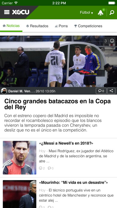 Emulate iPhone app Xocu: Resultados, porras y noticias de fútbol using MyAndroid