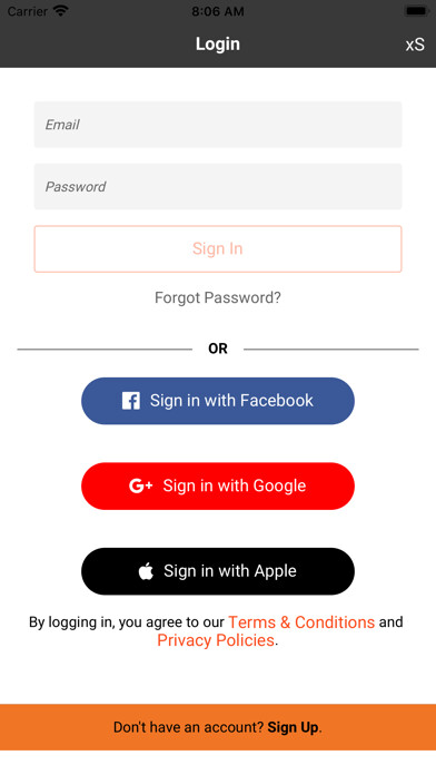 Emulate iPhone app xS Sign-in using MyAndroid