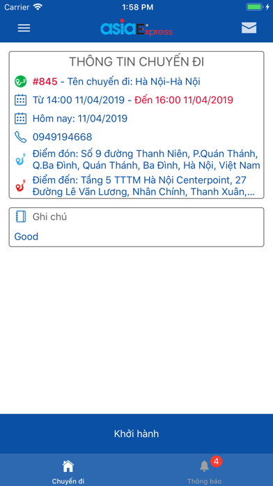 Emulate iPhone app Xuyên Á - Tài xế using MyAndroid