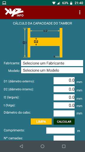 Run android online APK XYZ INFO Drum Spooling Capacity Calculator from MyAndroid or emulate XYZ INFO Drum Spooling Capacity Calculator using MyAndroid