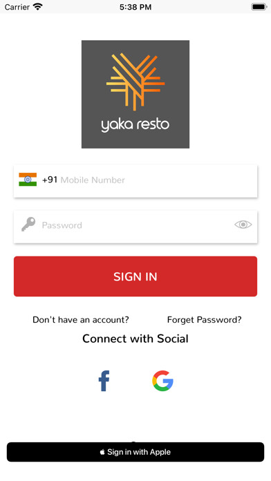 Emulate iPhone app Yaka Resto-Food Delivery using MyAndroid