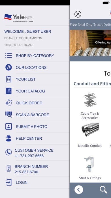Emulate iPhone app Yale Electric Supply Co. using MyAndroid