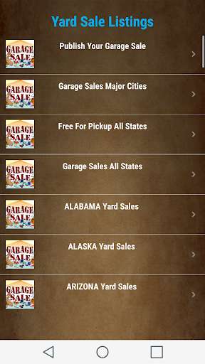 Run android online APK Yard Sale - Garage Sale - Moving Sale Listings USA from MyAndroid or emulate Yard Sale - Garage Sale - Moving Sale Listings USA using MyAndroid