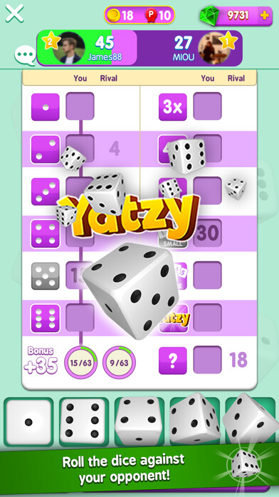 Emulate iPhone app Yatzy Duels: Board Game Addict using MyAndroid