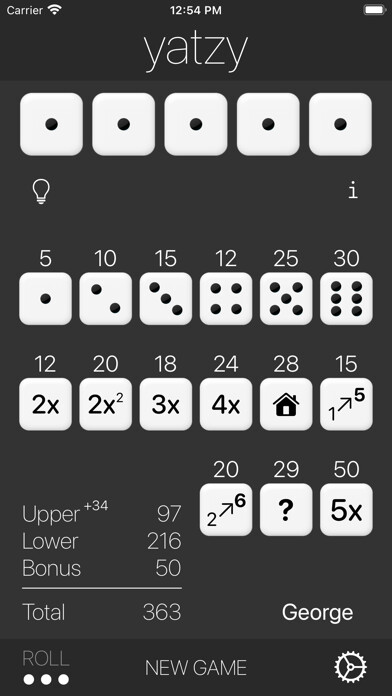 Emulate iPhone app Yatzy Solitaire using MyAndroid
