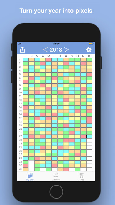 Emulate iPhone app Year in Pixels - Analyser 2019 using MyAndroid Emulate iPhone app Year in Pixels - Analyser 2019 using MyAndroid