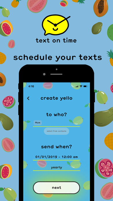 Emulate iPhone app Yello - Text on Time using MyAndroid
