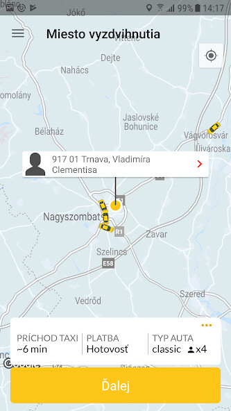Emulate iPhone app Yellow Taxi Trnava using MyAndroid