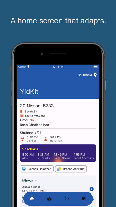 Emulate iPhone app YidKit: Smart Siddur, Zmanim using MyAndroid