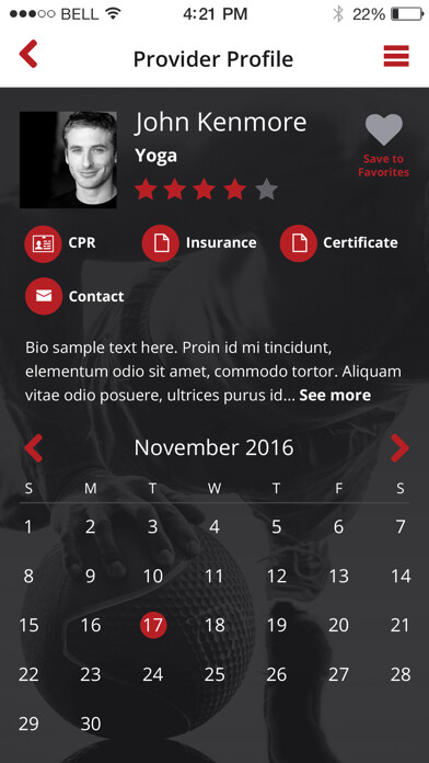 Emulate iPhone app YOFIMA- Yoga, Fitness, Massage using MyAndroid