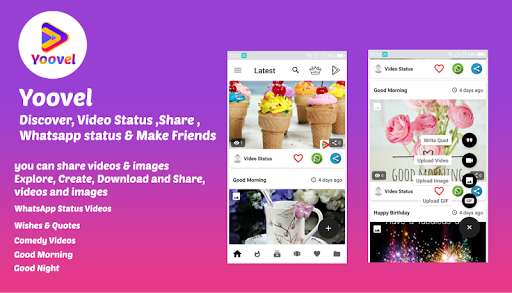 Run android online APK Yoovel  Share ,Discover,Videos & WhatsApp Status from MyAndroid or emulate Yoovel  Share ,Discover,Videos & WhatsApp Status using MyAndroid