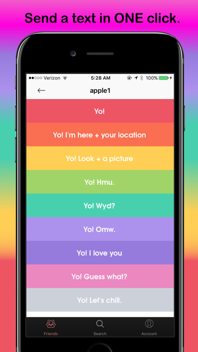 Emulate iPhone app Yo! - Text Friends with One Click Chat App using MyAndroid
