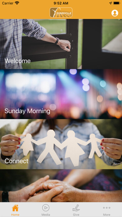 Emulate iPhone app Youngsville Community Church using MyAndroid