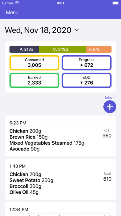 Emulate iPhone app Your Daily Calories using MyAndroid