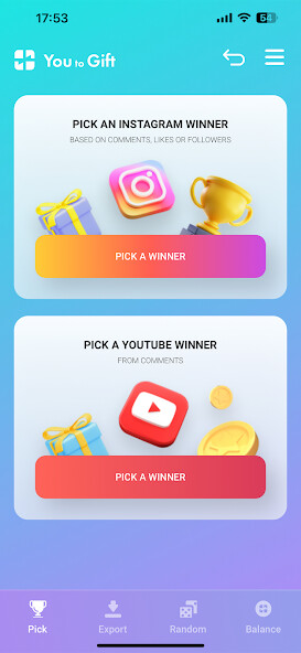 Emulate You to Gift - Giveaway Picker from MyAndroid or run You to Gift - Giveaway Picker using MyAndroid