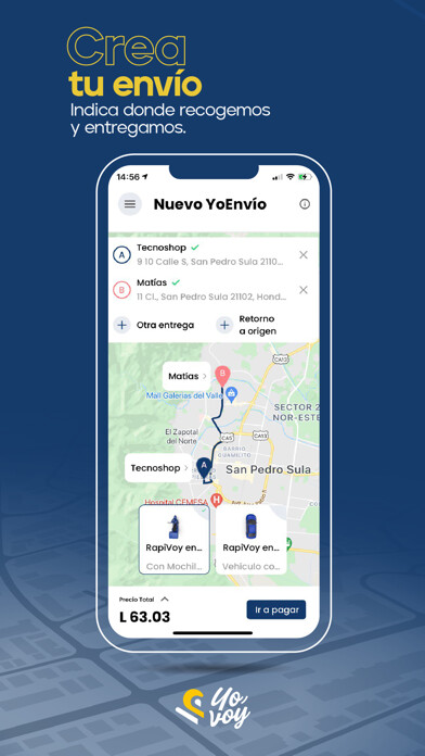 Emulate iPhone app YoVoy - Servicios de Entrega using MyAndroid