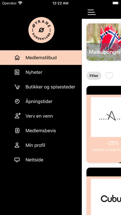 Emulate iPhone app Øyrane Torg Kundeklubb using MyAndroid