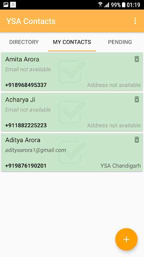 Run android online APK YSA Contacts from MyAndroid or emulate YSA Contacts using MyAndroid
