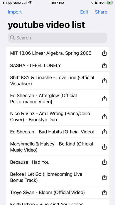 Emulate iPhone app yt-list using MyAndroid