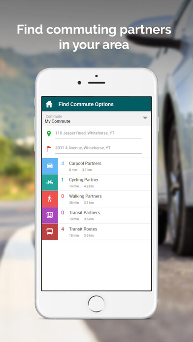 Emulate iPhone app Yukon RideShare – carpool app using MyAndroid