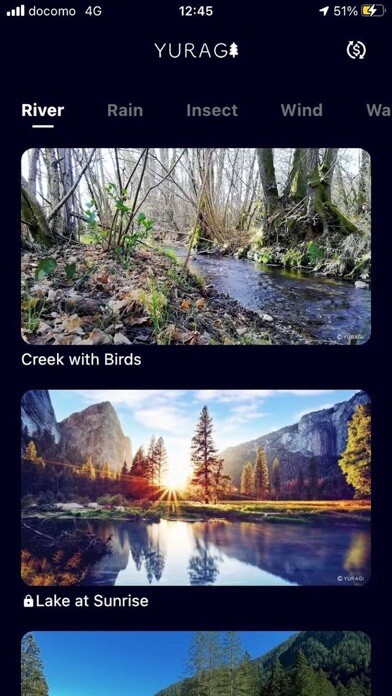 Emulate iPhone app YURAGI - relaxing nature sound using MyAndroid Emulate iPhone app YURAGI - relaxing nature sound using MyAndroid