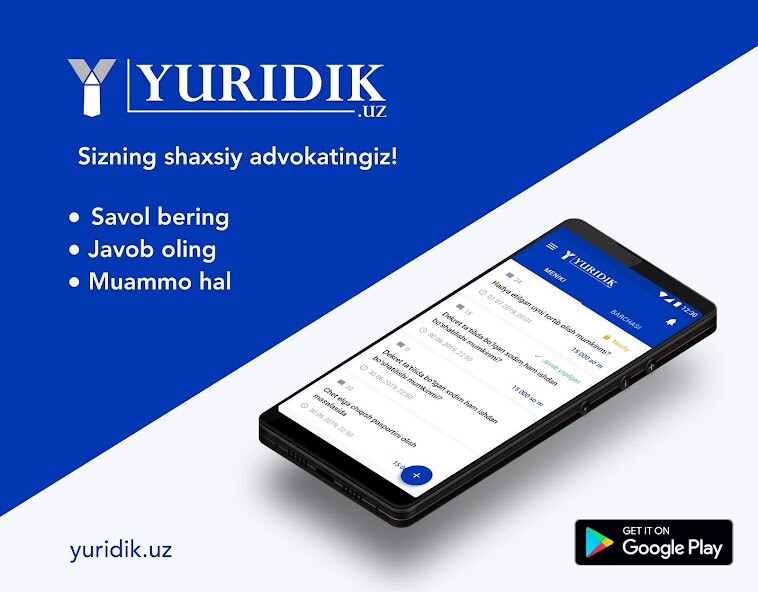 Run android online APK Yuridik.uz from MyAndroid or emulate Yuridik.uz using MyAndroid